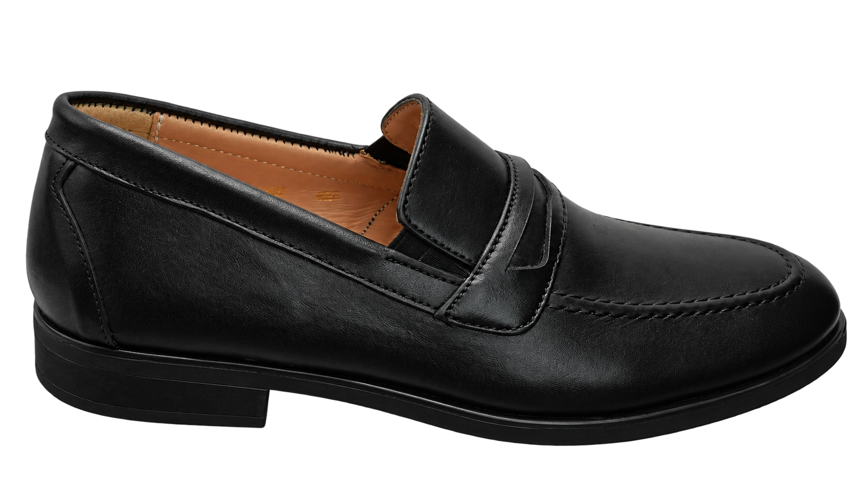 Mocassin noir, vue de profil
