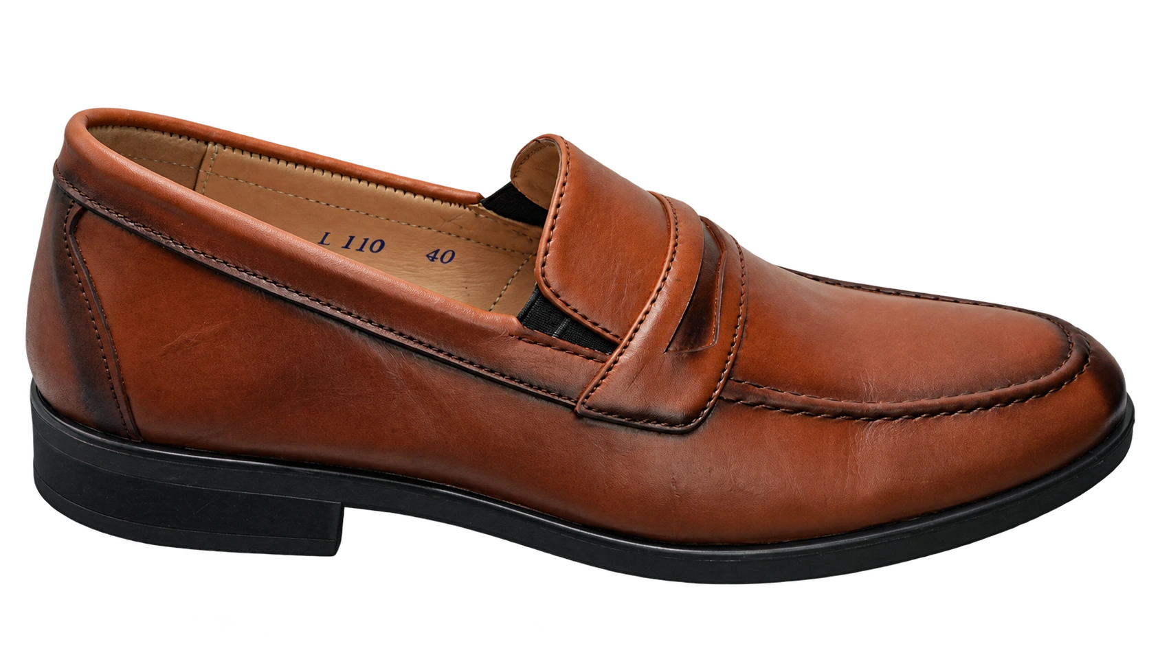 Mocassin marron, vue de profil