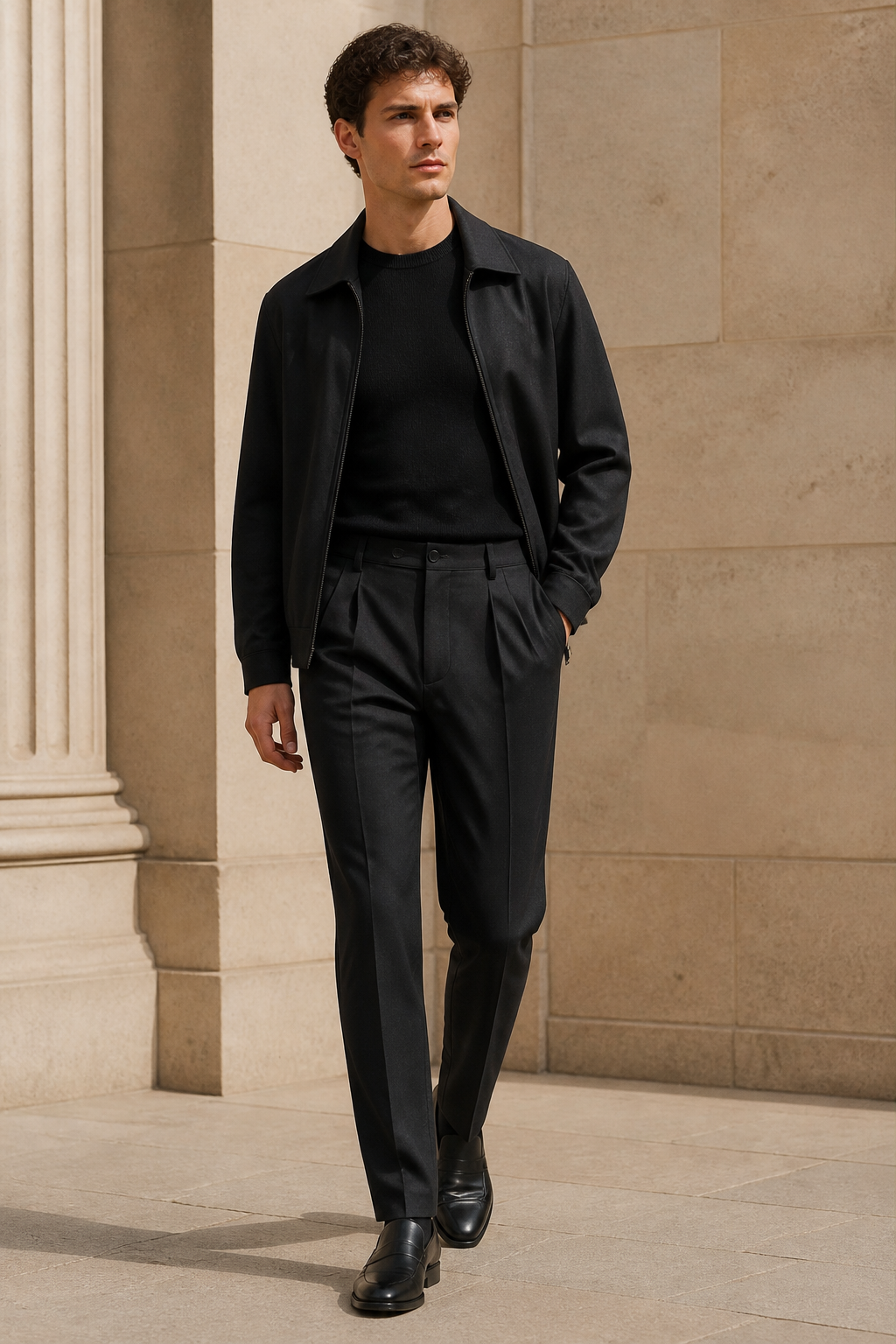 Pantalon Wearse noir porté, vue avant
